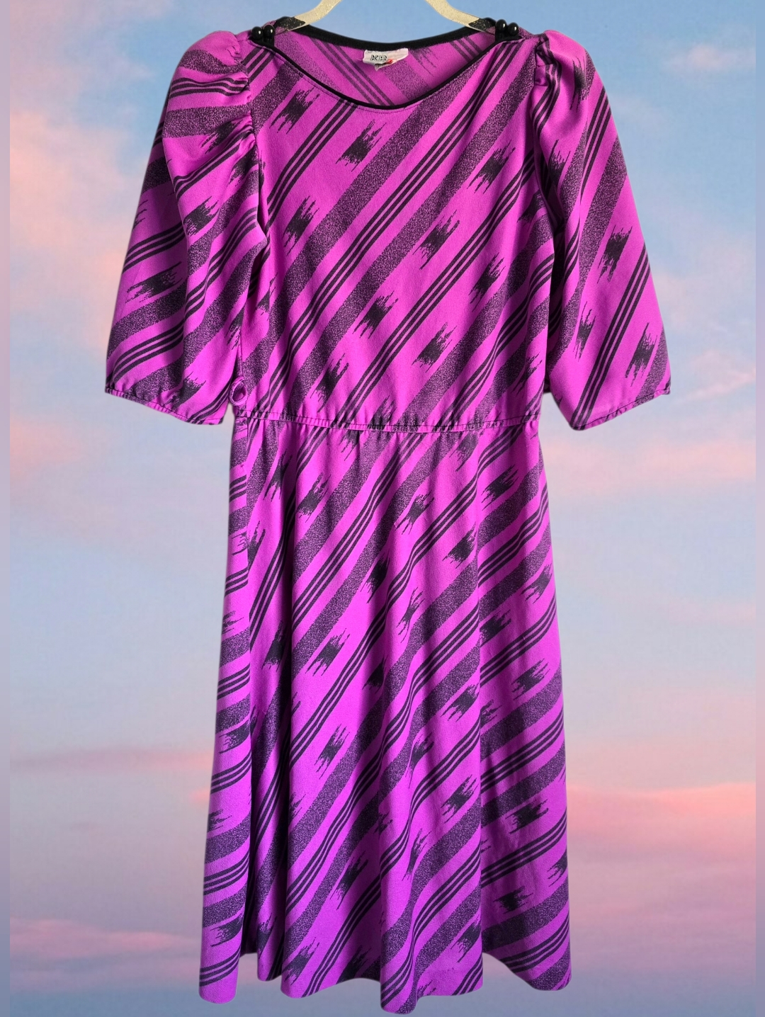 80's Magenta & Black Dress
